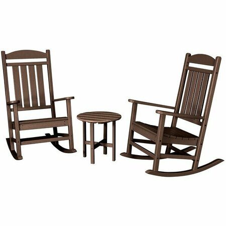 POLYWOOD Presidential Mahogany Patio Set with Side Table and 2 Rocking Chairs 633PWS1091MA